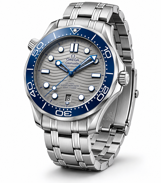 Silver & Ocean Blue Diver Watch – Premium Stainless Steel Sports Timepiece