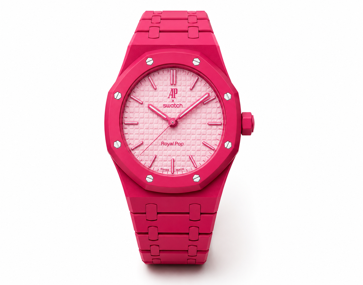 Vibrant Pink Designer Bracelet Watch with Textured Pink Dial