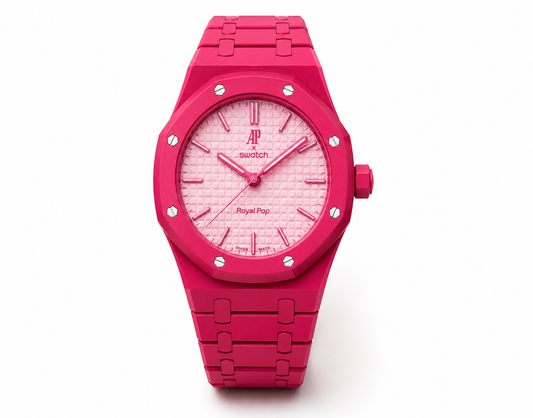 Vibrant Pink Designer Bracelet Watch with Textured Pink Dial